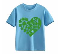 Maglione senza pancia per adolescenti, a maniche lunghe St. Day Middle and Large Children's Retro Personality 2D Printing Children's Loose Short Sleeved, Azzurro, 4-5 Jahre