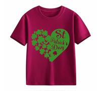 Maglione senza pancia per adolescenti, a maniche lunghe St. Day Middle and Large Children's Retro Personality 2D Printing Children's Loose Short Sleeved, Vino, 3-4 Jahre