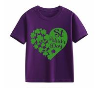 Maglione senza pancia per adolescenti, a maniche lunghe St. Day Middle and Large Children's Retro Personality 2D Printing Children's Loose Short Sleeved, Lilla, 6-7 Jahre