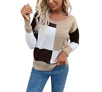 Maglione Smanicato Donna Maglioni Montagna Donna Maglione Lavorato A Maglia A Maniche Lunghe con Cuciture Girocollo Autunno E Inverno da Lupetto Invernale Maglioni Lana Brown S