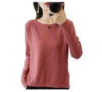 Maglione sottile da donna in maglia di cotone maglione da donna girocollo solido maglione primavera selvaggio usura esterna superiore, Fagioli rossi., M
