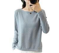 Maglione sottile da donna in maglia di cotone maglione da donna girocollo solido maglione primavera selvaggio usura esterna superiore, grigio, L