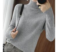 Maglione spesso da donna con colletto rialzato, base lavorata a maglia, per l'inverno, tutti i giorni e le vacanze (XXL grigio)
