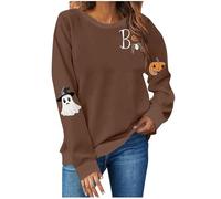 Maglione traspirante da donna per Halloween, leggero girocollo grafico, perfetto per stratificazione, carino streetwear stagionale da donna oversize autunno inverno felpe, Caff, L