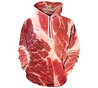 Maglione unisex con stampa 3D a maniche lunghe, con cappuccio, top metallizzato, da donna, Colore: rosso, 5XL