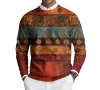 Maglione Uomo Invernale Felpe Uomo Dolcevita Polar Moda Girocollo Tops Caldo Pullover vestibilità Regolare Tenere Slim Fit Manica Lunga Autunno Inverno Abbigliamento Giallo Arancio M