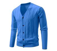 Maglione Uomo Inverno Tinta Unita Cardigan lavorato a Maglia con Bottoni Maglione Maglia Uomo Casual Maglione Protezione contro il Freddo Inverno Cardigan Spesso All'aperto, A Blu, 4X-Large