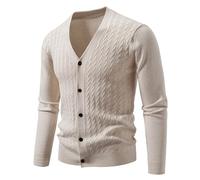 Maglione Uomo Inverno Tinta Unita Cardigan lavorato a Maglia con Bottoni Maglione Maglia Uomo Casual Maglione Protezione contro il Freddo Inverno Cardigan Spesso All'aperto, B Beige, XXXL