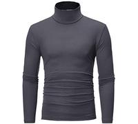 Maglione Uomo - Morbida Leggeri Caldo Maniche Lunghe Maglia Moda Elasticità Cotone Collo Alto Pullover Autunno Inverno Comodi Lupetto,Grigio,L