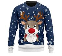 Maglione Uomo Natale, Maglioncino Girocollo Maglione Maglia Stampato in 3D Divertente Maniche Lunghe Natalizio Brutto Casual alla Moda Maglione Cotone Uomo per Festa Natalizie