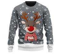 Maglione Uomo Natale, Maglione Da Uomo Girocollo Lavorato a Maglia Fine Divertente Manica Lunga Stampa Babbo Natale Calda Maglieria Top Novità Grafica 3d Maglione Natale Trash Per Stagione Fredda