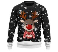 Maglione Uomo Natalizio, Maglione Girocollo da Uomo Lavorato a Maglia Fine Maniche Lunghe Caldo Lavorato Casual con Stampa Natalizia Brutti con Girocollo Maglione Natale Trash per Festa Natalizie