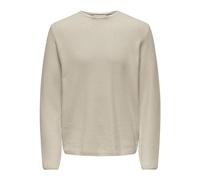 Maglione Uomo ONLY&SONS Manica Lunga Girocollo Cotone Comodo Elegante Maglia, Colore:Beige-2, Dimensione Maglia:M