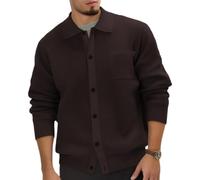 Maglione Uomo Temperamento Urbano Tendenza Maglione Giacca Uomo Comodo Morbido Traspirante Giacca in Maglia Uomo Casual Moda Caldo Maglione in Maglia Uomo B-Brown XL
