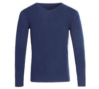 Maglione Uomo Tinta unita Intensificazione Caldo Scollo a V Maglione Camicie Maniche Lunghe Maglia Montata Pullover Vestiti, V-714 Navy, M