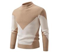 Maglioni a blocchi di colore per gli uomini Knitte Patchwork Pullover | Maglione a maniche lunghe, per autunno e inverno, comodo collo a lupetto, orlo a costine, per l'uso quotidiano e occasioni