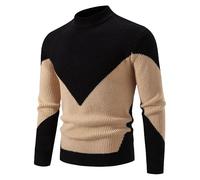 Maglioni a blocchi di colore per gli uomini Knitte Patchwork Pullover | Maglione a maniche lunghe, per autunno e inverno, comodo collo a lupetto, orlo a costine, per l'uso quotidiano e occasioni