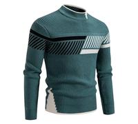 Maglioni a blocchi di colore per gli uomini Knitte Patchwork Pullover | Maglione a maniche lunghe, per autunno e inverno, comodo collo a lupetto, orlo a costine, per l'uso quotidiano e occasioni