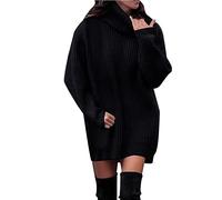 Maglioni a collo alto per le donne 2025 Camicetta da donna Maglione a collo alto invernale tinta unita maglione lavorato a maglia di media lunghezza per allenamento indoor outdoor Natale 111, Nero