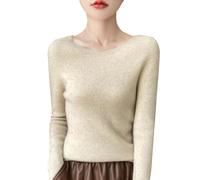 Maglioni a maglia da donna Top termici 2025 maglione di lana da donna autunno inverno caldo pullover lavorato a maglia girocollo maglione a maniche lunghe costume da festa abiti natalizi regali, Beige