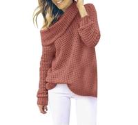 Maglioni a maglia per le donne top termici 2025 donna 2024 autunno/inverno nuovo colore solido collo alto maglia manica spalla testa maglione partito costume natale abiti regali, Caff, S