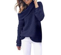 Maglioni a maglia per le donne top termici 2025 donna 2024 autunno/inverno nuovo colore solido collo alto maglia manica spalla testa maglione partito costume natale abiti regali, Marina Militare, M