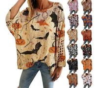 Maglioni all'uncinetto da donna con stampa di Halloween del Regno Unito Maglioni da donna oversize leggeri traforati maglioni casual vestibilità ampia pullover maglioni maniche lunghe girocollo top