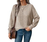 Maglioni autunnali per le donne alla moda da donna maglione pullover a maniche lunghe sciolto collo a lupetto casual leggero top, Albicocca, L