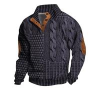 Maglioni caldi da uomo, felpa con bottoni, maglia con toppa calda sul gomito, maglione spesso per autunno e inverno, termica, morbida e confortevole, maglieria per abbigliamento all'aperto, RD2., XL