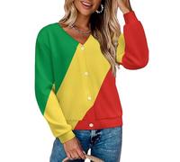 Maglioni Cardigan E Felpe da Donna Cardigan Lavorato A Maglia con Subito Dopo La Repubblica Bandiera Nazionale E Bottoni Maniche Lunghe Stile Largo E Oversize per Autunno Inverno Primavera