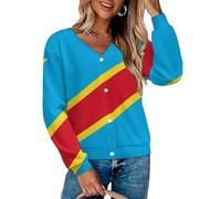 Maglioni Cardigan E Felpe Donna con Subito Dopo La Repubblica Democratica Bandiera Nazionale Morbido Lavorato A Maglia Scollo A V Rilassato Maniche Lunghe per Primavera Autunno Inverno Taglie Forti