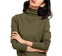 Maglioni con colletto in pile per le donne, top termici da donna, maglia casual a collo alto, magliette a maniche lunghe di colore puro comodo maglione elastico lavorato a maglia maglione versatile di