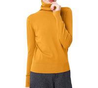 Maglioni con collo a lupetto da donna, camicetta a collo alto, in cotone, tinta unita, a collo alto, a maniche lunghe, per allenamento al chiuso e all'aperto, maglietta di base, regali di Natale