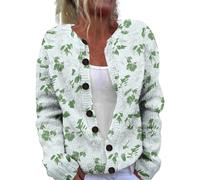 Maglioni con stampa artistica per le donne autunno maglioni caldi con bottoni classici casual lavoro vacanze giacche maglione lavorato a maglia, 1A-rosa, L
