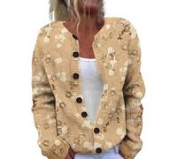 Maglioni con stampa artistica per le donne autunno maglioni caldi con bottoni classici casual lavoro vacanze giacche maglione lavorato a maglia, 1F-Verde chiaro, S