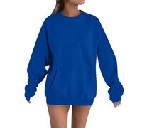 Maglioni da donna a maniche lunghe girocollo casual maglioni per autunno inverno morbido tenere al caldo vestibilità regolare felpe tinta unita per le donne, Blu, S