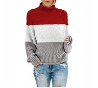 Maglioni da donna accogliente top termico da donna autunno inverno casual tinta unita a righe manica a pipistrello dolcevita maglietta termica maglione casual slim pullover top party costume natale