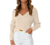 Maglioni da donna alla moda con scollo a V Cross-Over maglioni lavorati a maglia elegante casual maglione maglione autunno inverno elegante maglieria accogliente manica lunga abbigliamento da lavoro