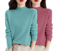 Maglioni da donna in cashmere, maglioni da donna nel Regno Unito, maglione casual a collo alto, tinta unita aderente in maglia maglioni di lana ultra morbidi comodi maglione a costine elegante camicia