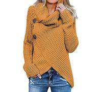 Maglioni da donna in maglia calda maglieria da donna casual moda dolcevita a maniche lunghe pullover termico maglione maglione partito costume abiti di Natale regali, Arancione, XL