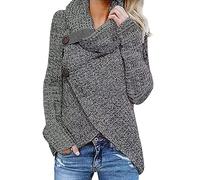 Maglioni da donna in maglia calda maglieria da donna casual moda dolcevita a maniche lunghe pullover termico maglione maglione partito costume abiti di Natale regali, Grigio scuro, XXL