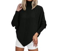 Maglioni da donna Maglieria Top termici 2025 Il maglione da donna invernale presenta un collo alto alla moda maniche lunghe decorato con bottoni Costume da festa Abiti di Natale Regali, Nero , XL