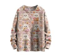 Maglioni da donna per Halloween a pois con scheletro, girocollo, a maniche lunghe, maglione, felpa, maglione da donna, camicetta da donna, comoda, per festival, rosa, XXL