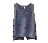 Maglioni da donna senza maniche a maglia maglione gilet da donna con bottone a V maglione gilet pullover maglieria canotta oversize maglione gilet a maglia canotte canotte tinta unita maglioni a