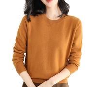 Maglioni da donna Tinta unita Girocollo Maglione Top Casual Elegante Pile Termico Maglioni Leggeri di Base Business Pullover Camicia Morbida Maniche Lunghe Autunno Top, Arancione, L