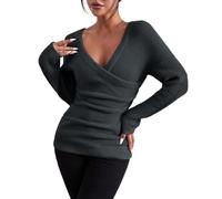 Maglioni da donna Top lavorato a maglia Theraml Camicia da donna Autunno Inverno Tinta unita Scollo a V Comfort Fit Knit Off The Spalla Casual Pullover Maglione Party Costume Abiti di Natale Regali