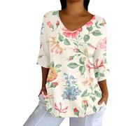 Maglioni da donna Top lavorato a maglia Theraml Camicia da donna con stampa sulla consapevolezza del cancro al seno camicia con scollo a V T Shirt Costume da festa Abiti di Natale Regali, Beige, 3XL