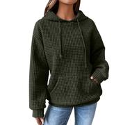 Maglioni da donna UK 2026 autunno inverno a maniche lunghe felpe in pile termico felpa alla moda con tasche maglione sportivo casual allentato da donna, Verde-1, L