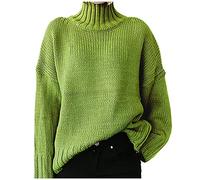 Maglioni da donna UK a collo alto, maglione a collo a polo da donna termico del Regno Unito - Top taglie forti maglione lungo sciolto maglione oversize maglione a maglia grossa maglione girocollo