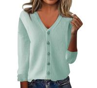 Maglioni da donna UK con bottoni alla moda scollo a V maglioni lavorati a maglia per donna casual maniche lunghe cardigan in cashmere inverno caldo da donna in pile morbido confortevole maglioni